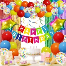 Colorful Birthday Decorations, Birthday Party Supplies for Men Women Boys Girls 