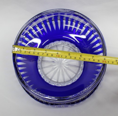 Vintage IRENA Polish Bohemian BLUE COBALT CRYSTAL BOWL HANDCUT - Picture 3 of 10