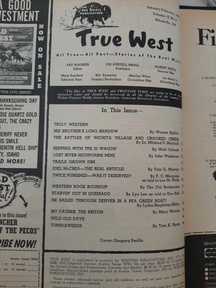 THE WEST Magazine February 1972 True Stories Lost River Mine Crooked Creek Foto 2 de 2