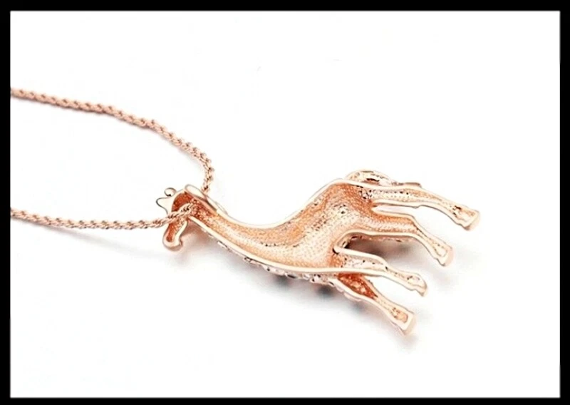 18K Rose Gold Filled Cubic Zirconia Agate Black Patterned Giraffe Necklace Foto 4 de 4