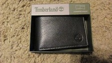 TIMBERLAND Men Genuine Leather Commuter Bifold WALLET NIB Black D11387/08