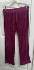 Vintage Y2K Juicy Couture SZ S Velour Wide Leg Spellout Low Rise Track Pants USA