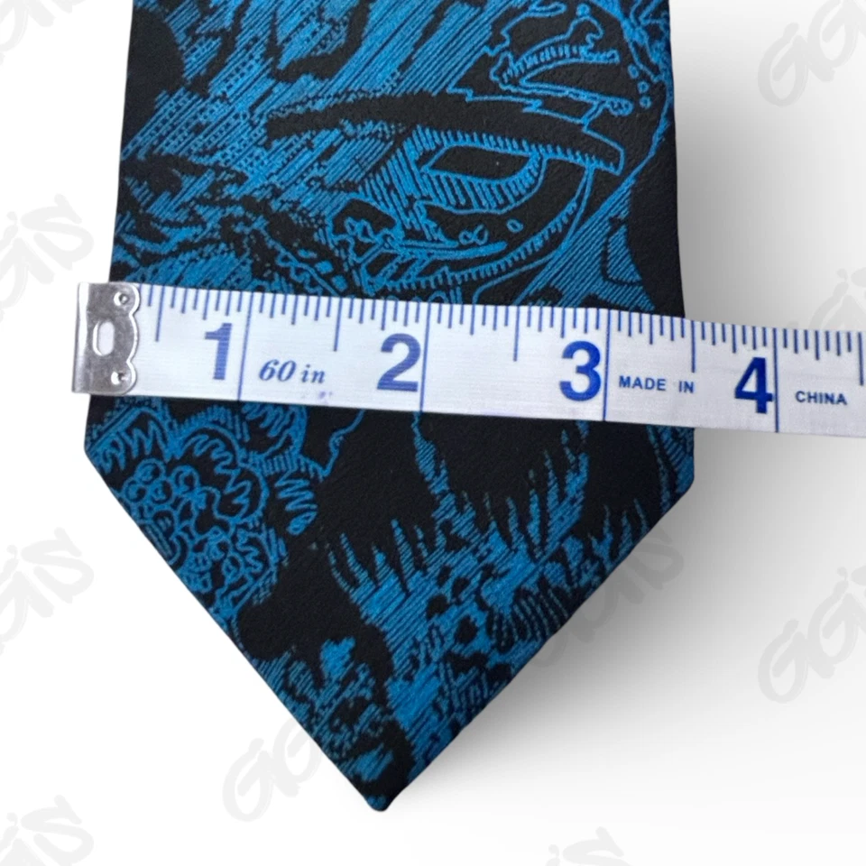 Gravata Bachrach Masculina L 58" W 3.5" Azul Preta 100% Seda Feita à Mão Itália Edgy Preppy - Imagem 3 de 4
