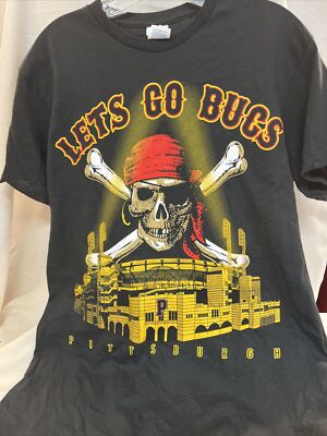 Pittsburgh Pirates Lets Go Bucs Black T-shirt NEW Size Medium 100% Pre-shrunk