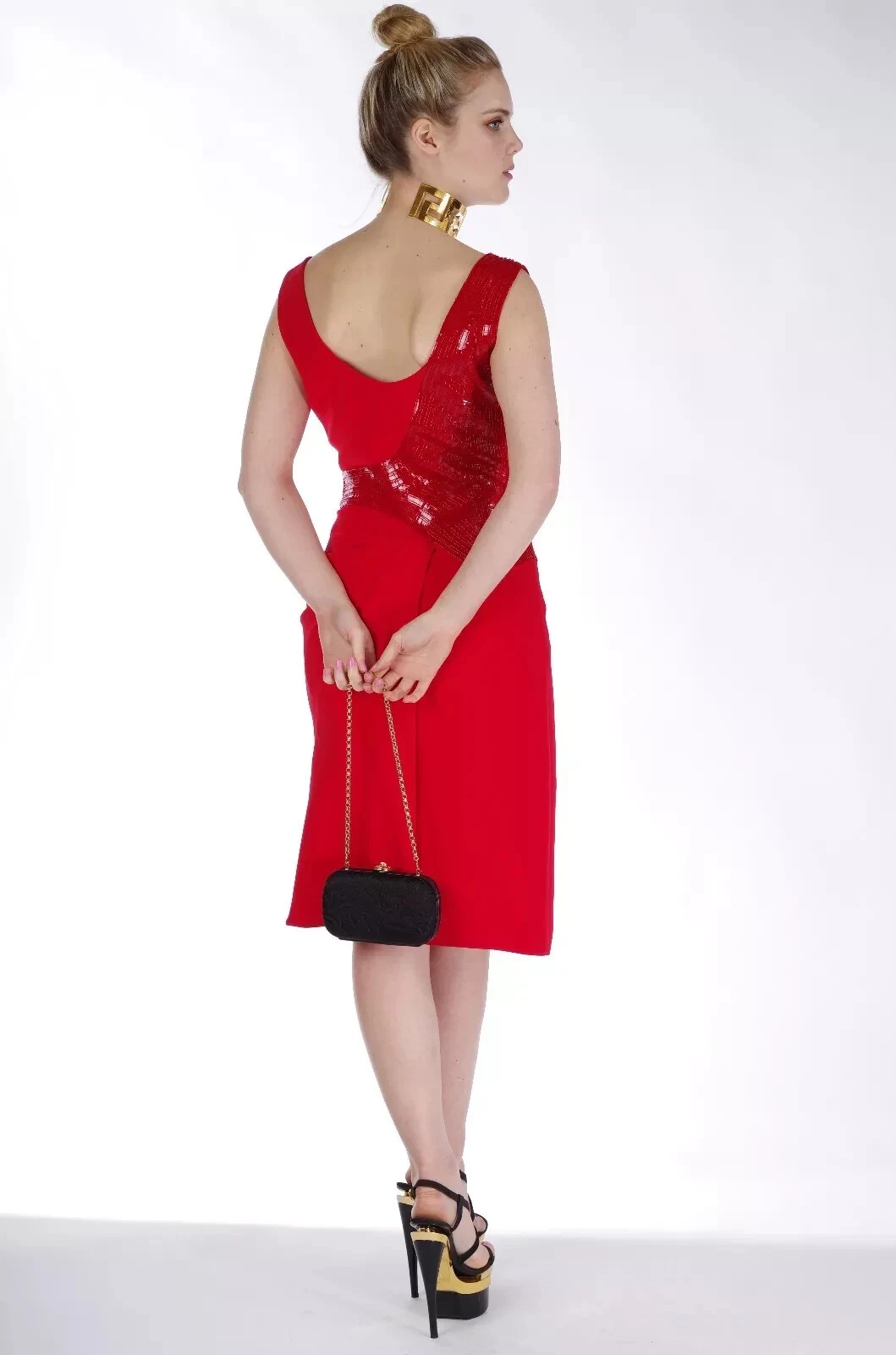 Abito rosso impreziosito Versace nuovo 40 4