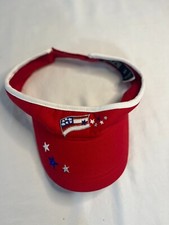 THE CHILDREN'S PLACE STARS/USA ADJUSTABLE STRAPBACK SUN VISOR/CAP RED/WHITE, 4-7