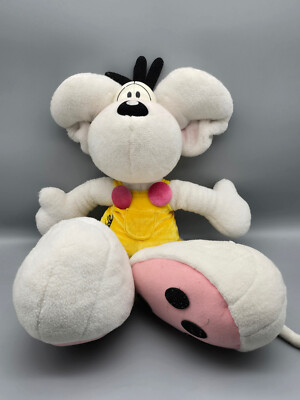 Diddl Maus weiß - Plüsch - 60cm - Gelbe Latzhose