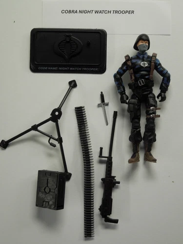 Gi Joe 25th Anniversary Cobra Night Watch Trooper w Machine Gun