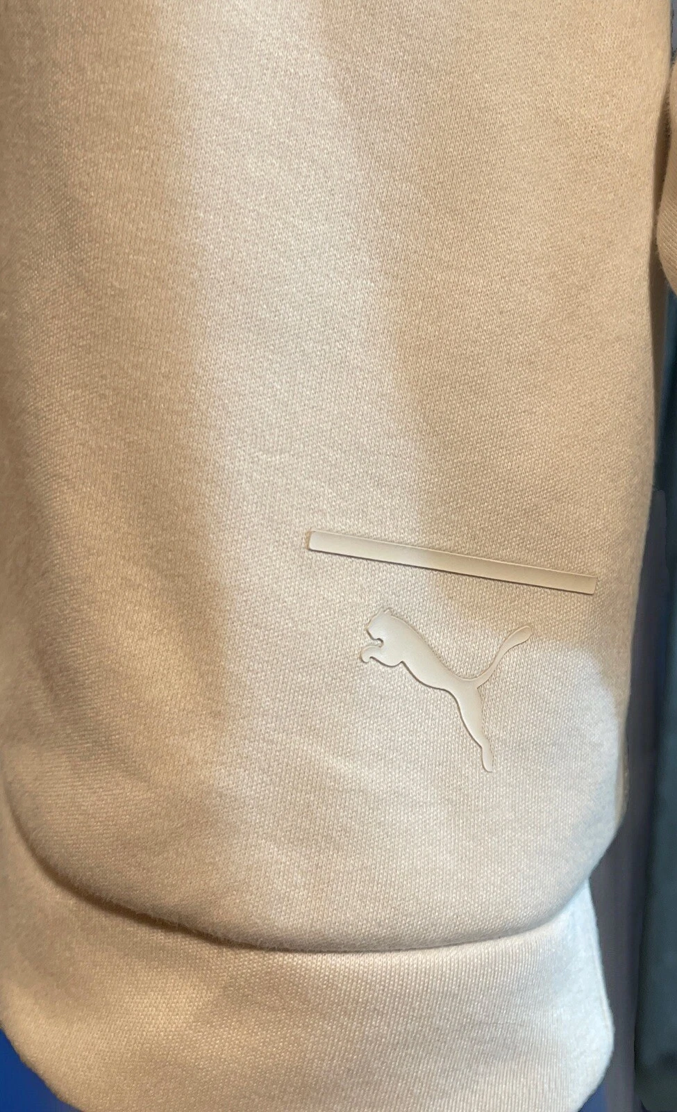 OFF WHITE Felpa con cappuccio PUMA donna collo imbuto color block avorio grigio usata in ottime condizioni tasche