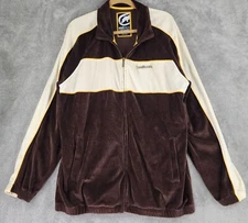 Ecko Ultd Jacket Mens XL Brown Cream Velvet Full Zip Long Sleeve Retro Vintage