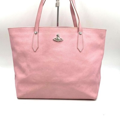 Vivienne Westwood Orb Tote Bag Pink Leather A4 Large Shoulder Used