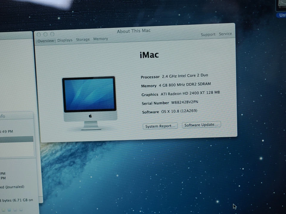 Apple iMac 20-Inch Early 2008 2.4GHz Intel Core 2 Duo 250GB HDD 4GB RAM A1224 - Image 2 of 4