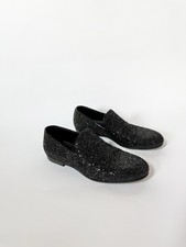 Jimmy Choo Mens Black Glitter Loafers Size 40.5