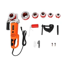 Electric Pipe Threader Kit Portable Pipe Threading Tool Set with 6 Dies 1/2-2"