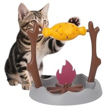 Cat Slow Feeder, Interactive Cat Puzzle Toy Treat Dispenser - BBQ Campfire Gr...