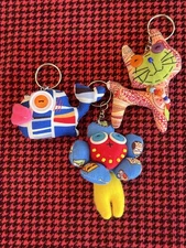 Handmade Patchwork Fabric Animal Keychains Backpack Zip  Whale, Flower & Cat