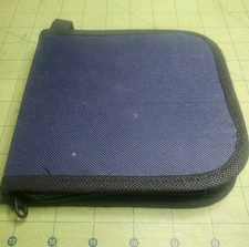 Blue Zippered 24 CD Nylon Carry Storage Case With Zipper