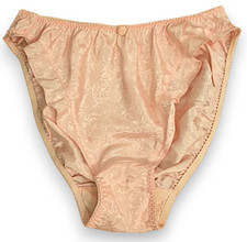 Vintage Victoria's Secret Satin Panties Womens M 6 Pink Ruffle Gold Label New