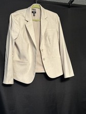 Jones New York Signature Womens Stretch Beige Long Sleeve Blazer Jacket Size 14