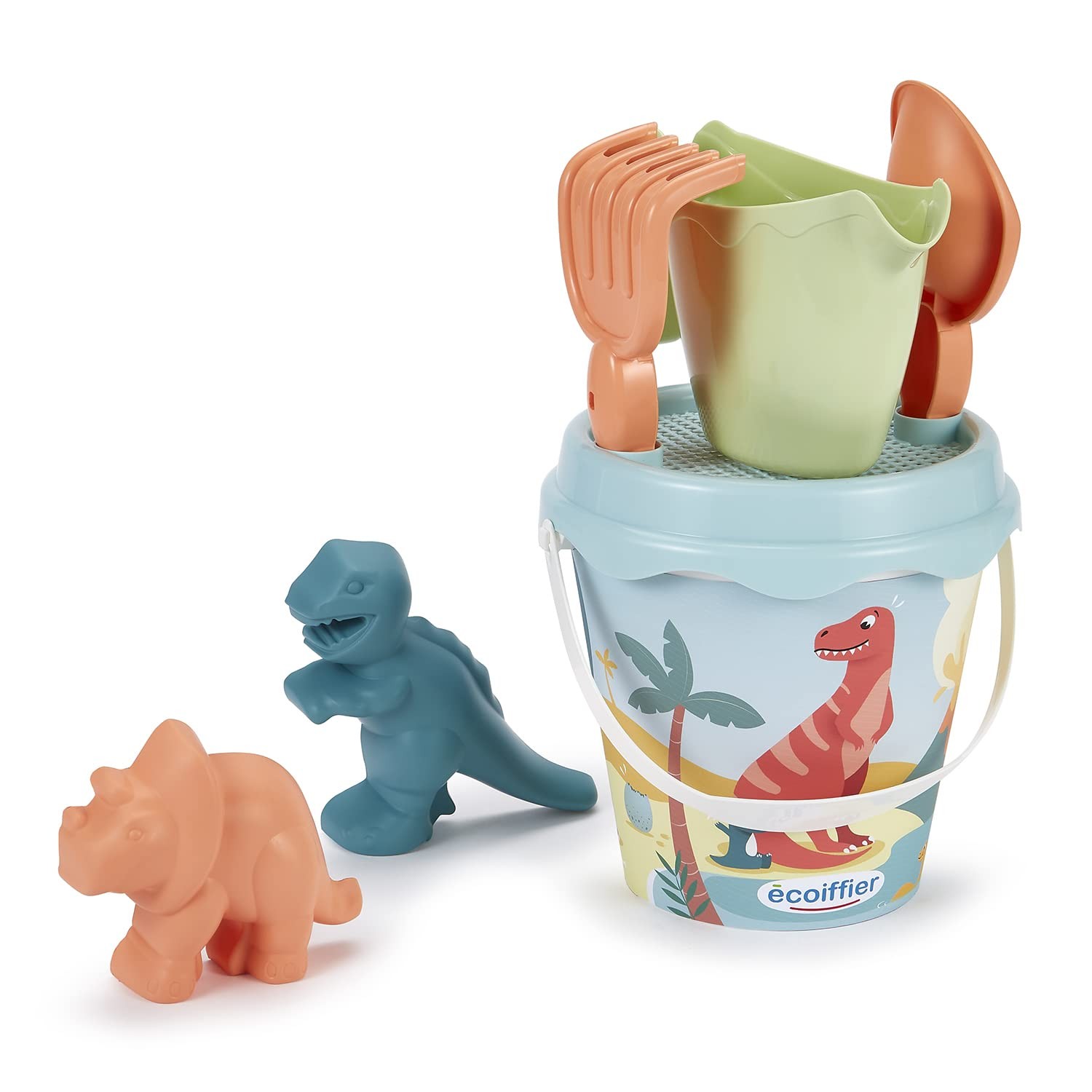 Ecoiffier Decor 462 – Bucket Filled with Dino 17 cm 2 Sand Moulds – Beach Game f