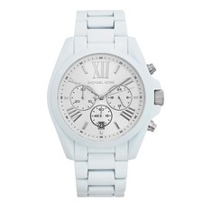 Michael Kors Bradshaw White Steel Chronograph Silver Dial Ladies Watch MK6585