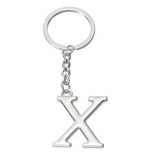Initial Letter Key Chain Letter x Key Chain Pendant Key Ring Silver