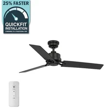 Hampton Bay Stance 52 in. Indoor/Outdoor Matte Black Ceiling Fan with Remote