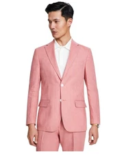 Tommy Hilfiger Mens Modern fit Sport Coat Blazer 40 R Light Red Solid Linen