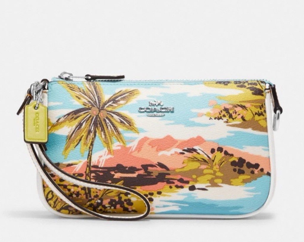 Coach Nolita 19 tela pelle CK382 stampa hawaiana gesso blu nuovo con etichette multi