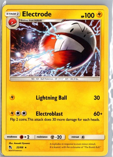 Electrode 22/68 Rare Hidden Fates Pokemon Near Mint