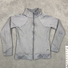 Under Armour Womens ColdGear Full Zip Jacket Gray Heather Mock Neck 1317892 XS