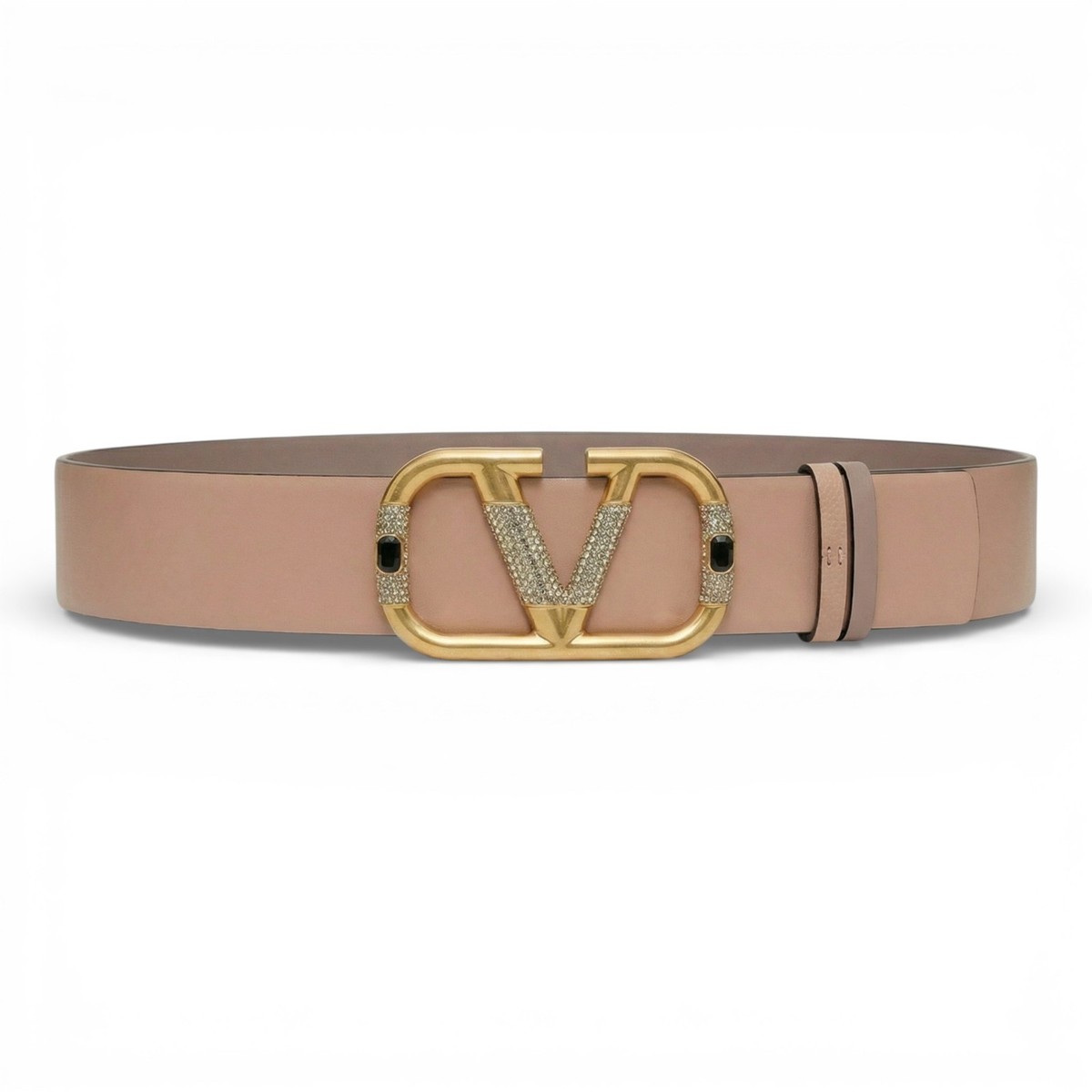 Valentino Vlogo Crystal Embellished Reversible Leather Belt