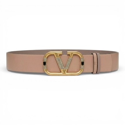 Valentino Vlogo Crystal Embellished Reversible Leather Belt