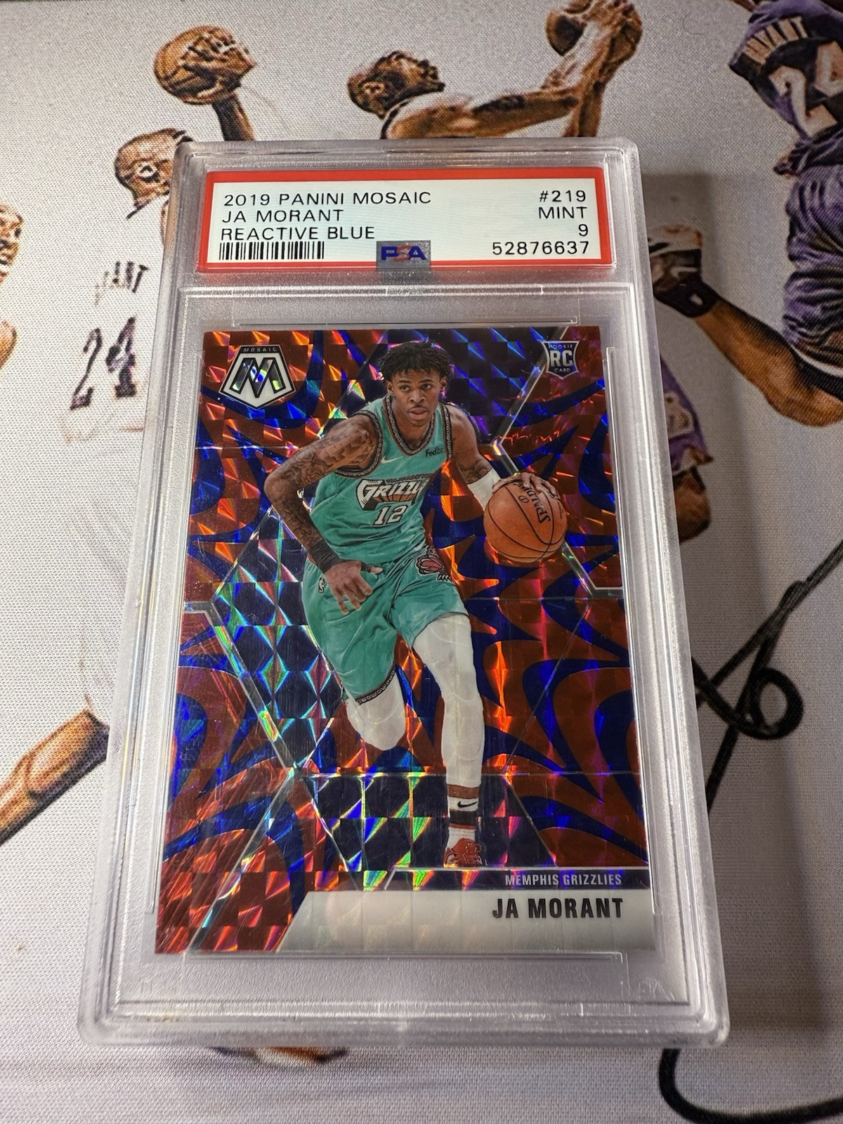 2019 PANINI MOSAIC #219 JA MORANT REACTIVE BLUE ROOKIE PSA 9 *MINT* Grizzlies