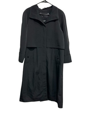 Fleet Street Vented Trench Coat Black Sz 10 Cuffed Long Sleeve Professional
