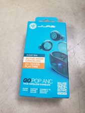 JLab Go Pop ANC True Wireless Bluetooth Earbuds - Transparent/Clear Teal