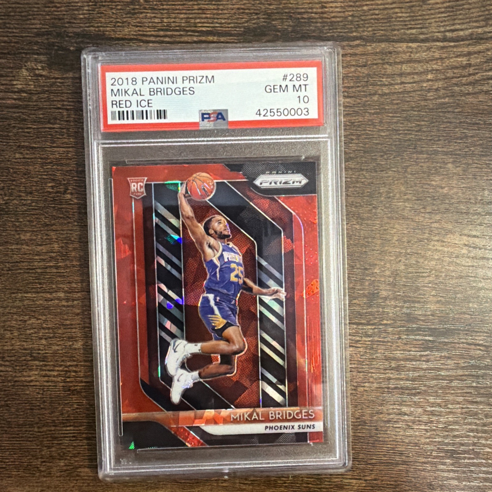 2018-19 Panini Prizm Mikal Bridges Red Ice Rookie Card #289 PSA 10 Rookie PSA 10