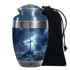 Thunder Cross Large Burial Urn for Human Ashes Adult Male Female, 10 Inch