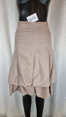 Damen Midi Rock Vintage-Design Größe 38 Neu Gummibund Baumwolle Elastisch Beige