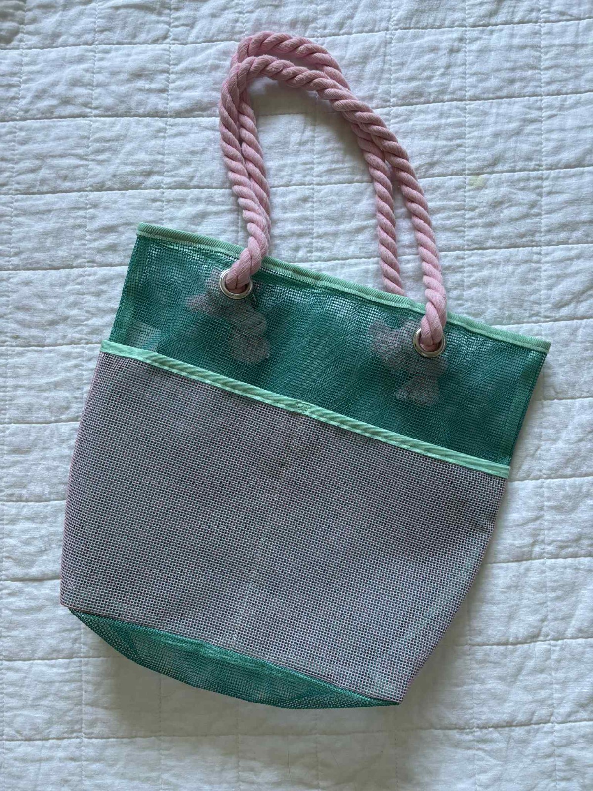 Target Teal & Pink Mesh Art Class Tote with Rope Handles