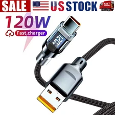 120w Fast USB Type-C Charging Braid Phone 15 16 Charger Lead with Display LOT