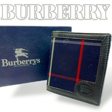 Portafoglio Burberry Nova Check Bifold Pelle Navy Unisex Con Scatola Made in ...