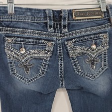Rock Revival Kai Straight Jeans Women 26 Blue Embellished Pocket Y2K Western