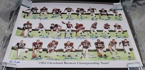 Jim Brown +24 1964 Cleveland Browns Signed 24x34 Poster Autograph ZJ20627