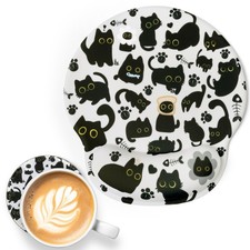 Black Cat Ergonomic Mouse Pad with Wrist Rest 7L x 7W inches, Multicolored