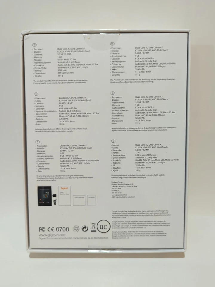 Gigaset QV830 Android Tablet 8" Wi-Fi 8GB Black, new and sealed. - Image 2 of 4