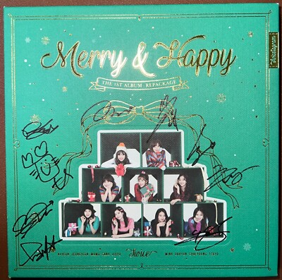 TWICE [MERRY & HAPPY] ALL MEMBER Autographed Signed Album MINT ...