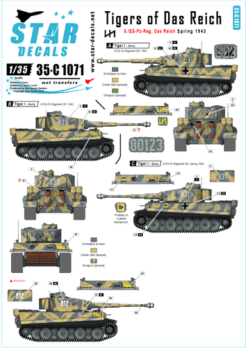Star Decals 1/35 Tigers of Das Reich 8./SS-Pz-Regiment Das Reich decal 35C1071 x - Picture 1 of 2