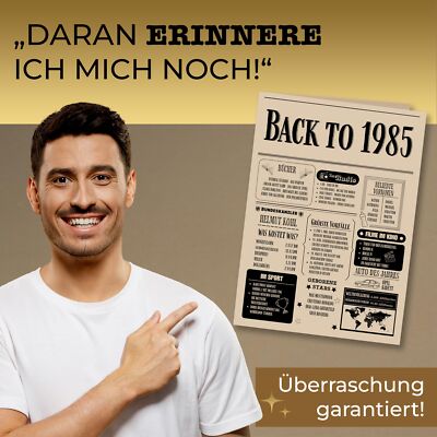 Geschenk Zum 40. Geburtstag – Vintage 1985 Edelstahl Becher 1,2 L, Doppelwandig Isoliert, Mit Deckel & Strohhalm
