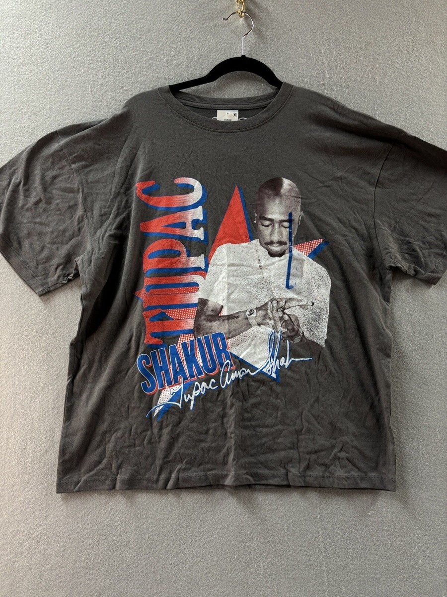 2PAC Tupac Short Sleeve Shirt T-shirt size L large - Gray - NEW | eBay